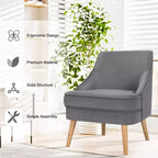Costway Set of 2 Accent Chairs Velvet Single Sofa Chair w/Rubber Wood Legs Pink\Green\Grey