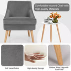 Costway Set of 2 Accent Chairs Velvet Single Sofa Chair w/Rubber Wood Legs Pink\Green\Grey