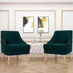 Costway Set of 2 Accent Chairs Velvet Single Sofa Chair w/Rubber Wood Legs Pink\Green\Grey
