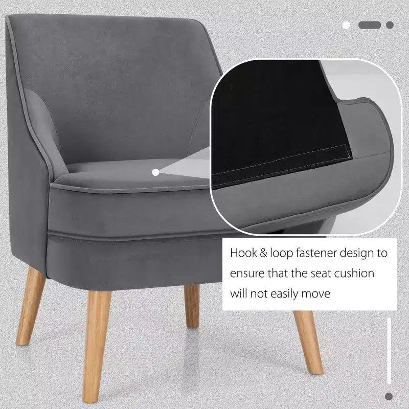 Costway Set of 2 Accent Chairs Velvet Single Sofa Chair w/Rubber Wood Legs Pink\Green\Grey