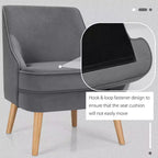 Costway Set of 2 Accent Chairs Velvet Single Sofa Chair w/Rubber Wood Legs Pink\Green\Grey