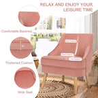 Costway Set of 2 Accent Chairs Velvet Single Sofa Chair w/Rubber Wood Legs Pink\Green\Grey