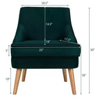 Costway Set of 2 Accent Chairs Velvet Single Sofa Chair w/Rubber Wood Legs Pink\Green\Grey