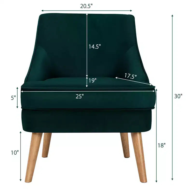 Costway Set of 2 Accent Chairs Velvet Single Sofa Chair w/Rubber Wood Legs Pink\Green\Grey