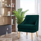 Costway Set of 2 Accent Chairs Velvet Single Sofa Chair w/Rubber Wood Legs Pink\Green\Grey