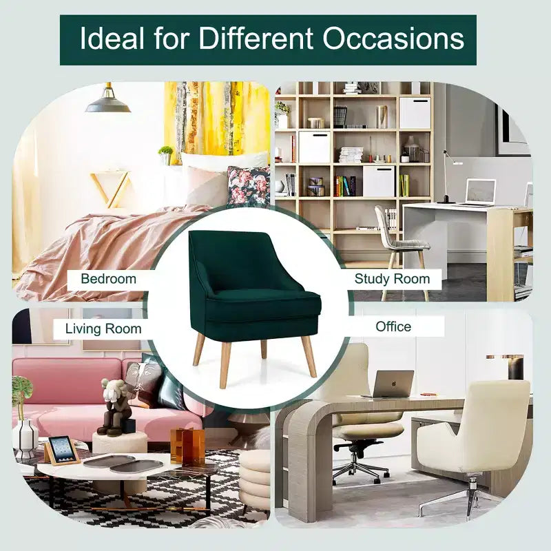 Costway Set of 2 Accent Chairs Velvet Single Sofa Chair w/Rubber Wood Legs Pink\Green\Grey