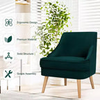 Costway Set of 2 Accent Chairs Velvet Single Sofa Chair w/Rubber Wood Legs Pink\Green\Grey