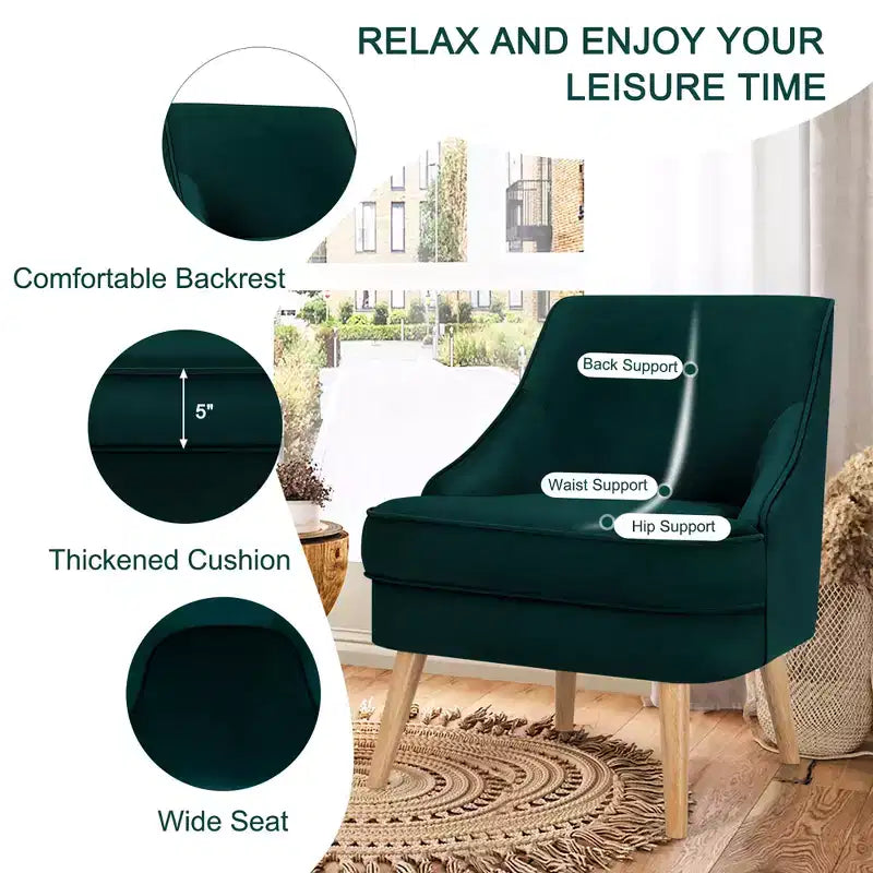 Costway Set of 2 Accent Chairs Velvet Single Sofa Chair w/Rubber Wood Legs Pink\Green\Grey