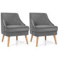 Costway Set of 2 Accent Chairs Velvet Single Sofa Chair w/Rubber Wood Legs Pink\Green\Grey