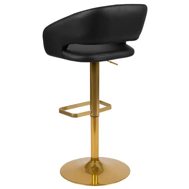 Merrick Lane Modern Bar Stool Rounded Mid-Back Stool With Height Adjustable Swivel Seat