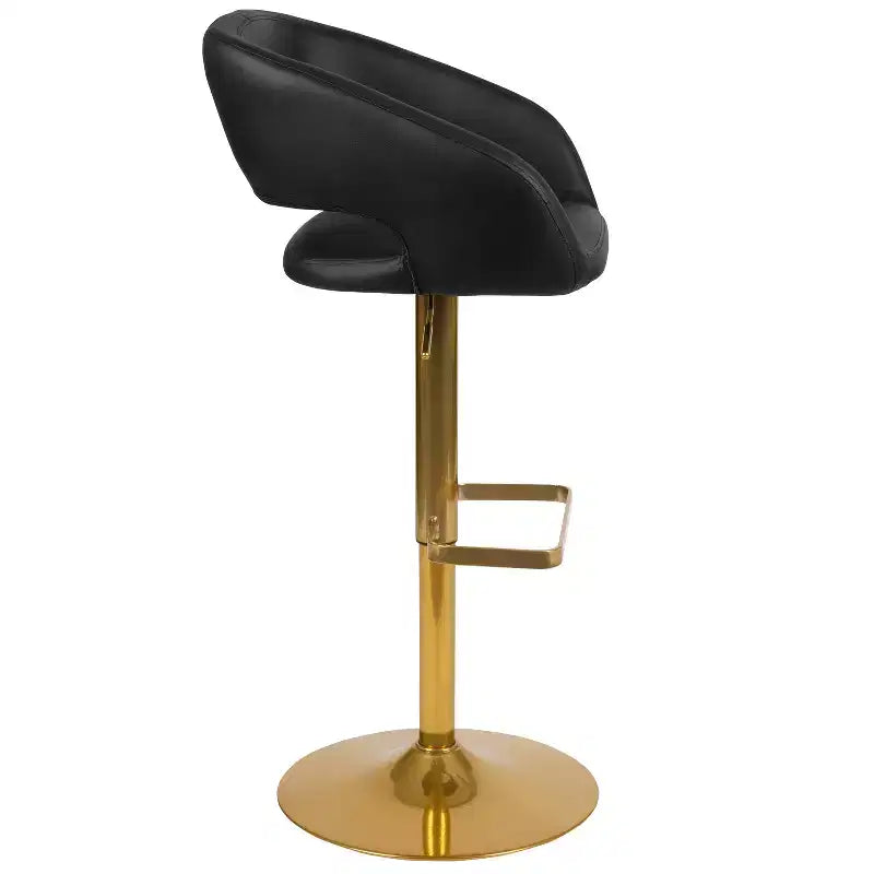 Merrick Lane Modern Bar Stool Rounded Mid-Back Stool With Height Adjustable Swivel Seat
