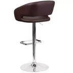 Merrick Lane Modern Bar Stool Rounded Mid-Back Stool With Height Adjustable Swivel Seat