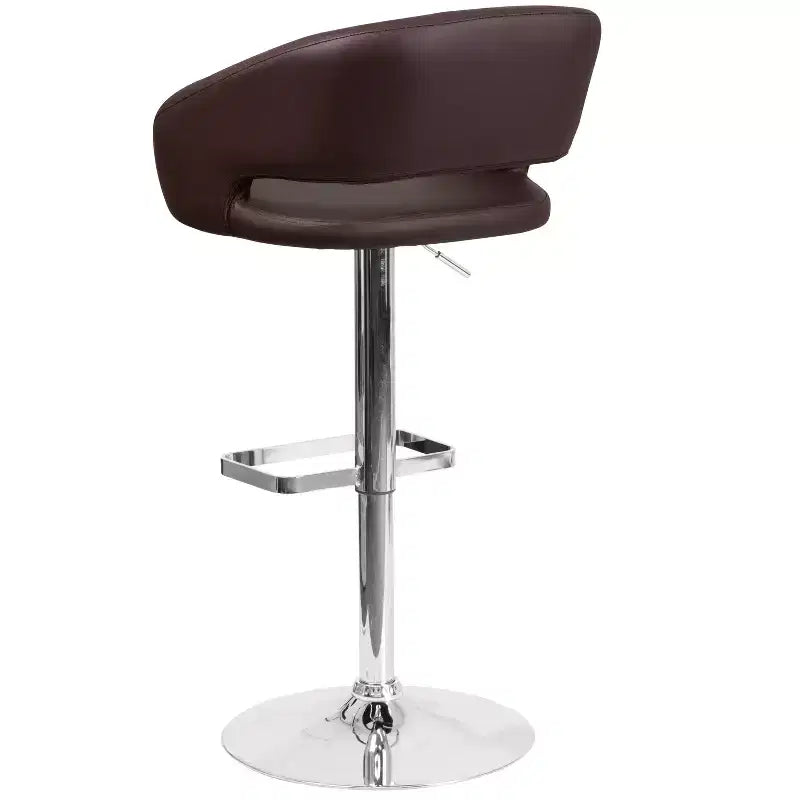 Merrick Lane Modern Bar Stool Rounded Mid-Back Stool With Height Adjustable Swivel Seat