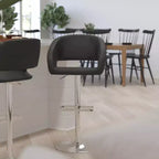 Merrick Lane Modern Bar Stool Rounded Mid-Back Stool With Height Adjustable Swivel Seat