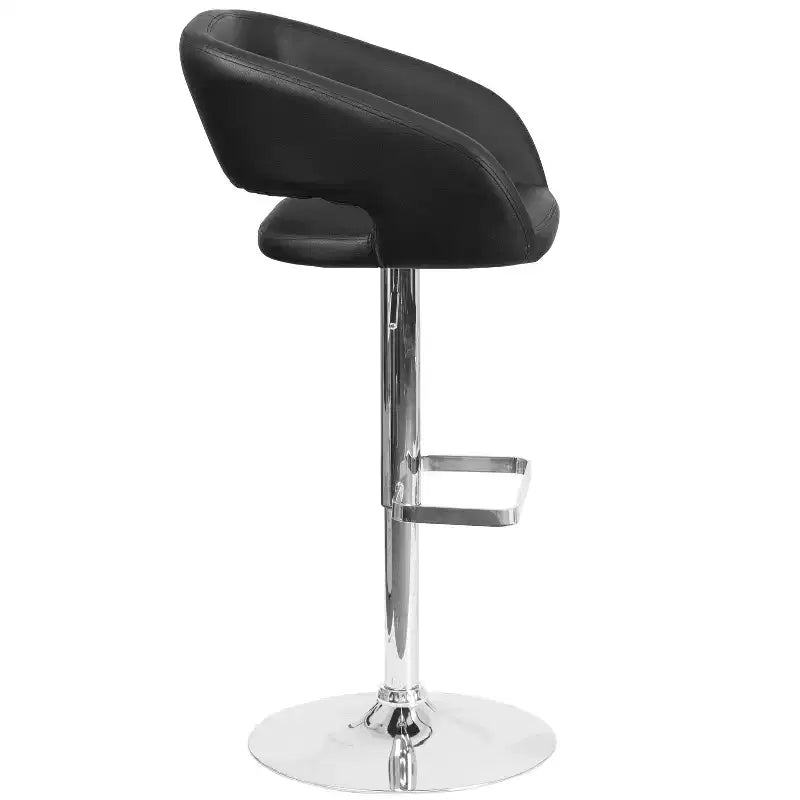 Merrick Lane Modern Bar Stool Rounded Mid-Back Stool With Height Adjustable Swivel Seat