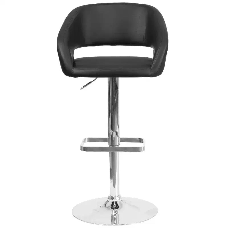 Merrick Lane Modern Bar Stool Rounded Mid-Back Stool With Height Adjustable Swivel Seat