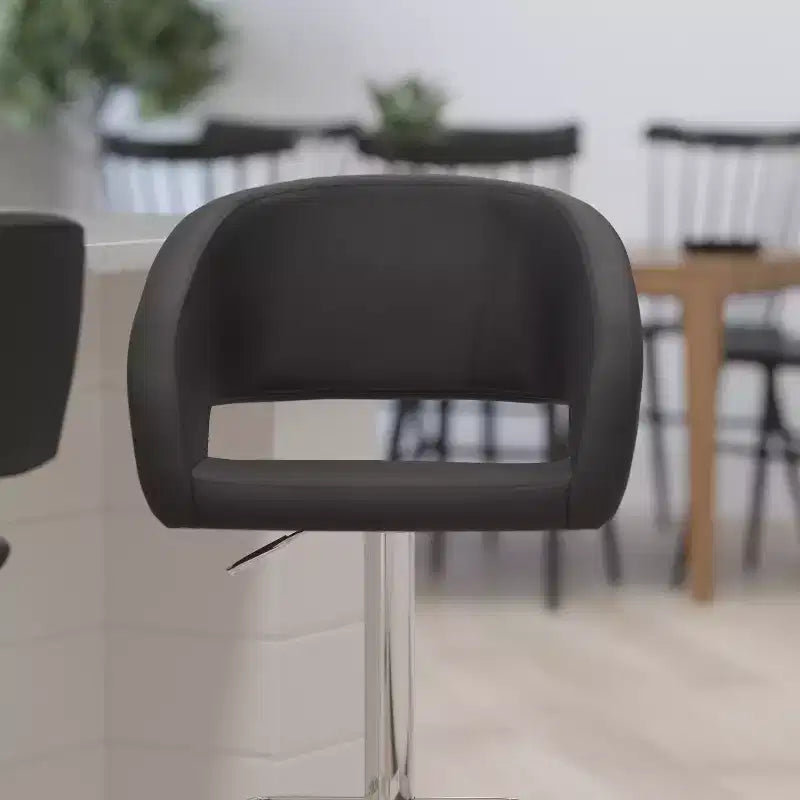 Merrick Lane Modern Bar Stool Rounded Mid-Back Stool With Height Adjustable Swivel Seat