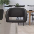 Merrick Lane Modern Bar Stool Rounded Mid-Back Stool With Height Adjustable Swivel Seat