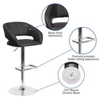 Merrick Lane Modern Bar Stool Rounded Mid-Back Stool With Height Adjustable Swivel Seat