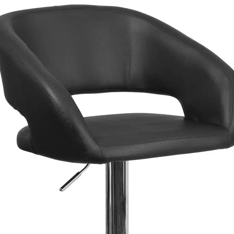 Merrick Lane Modern Bar Stool Rounded Mid-Back Stool With Height Adjustable Swivel Seat