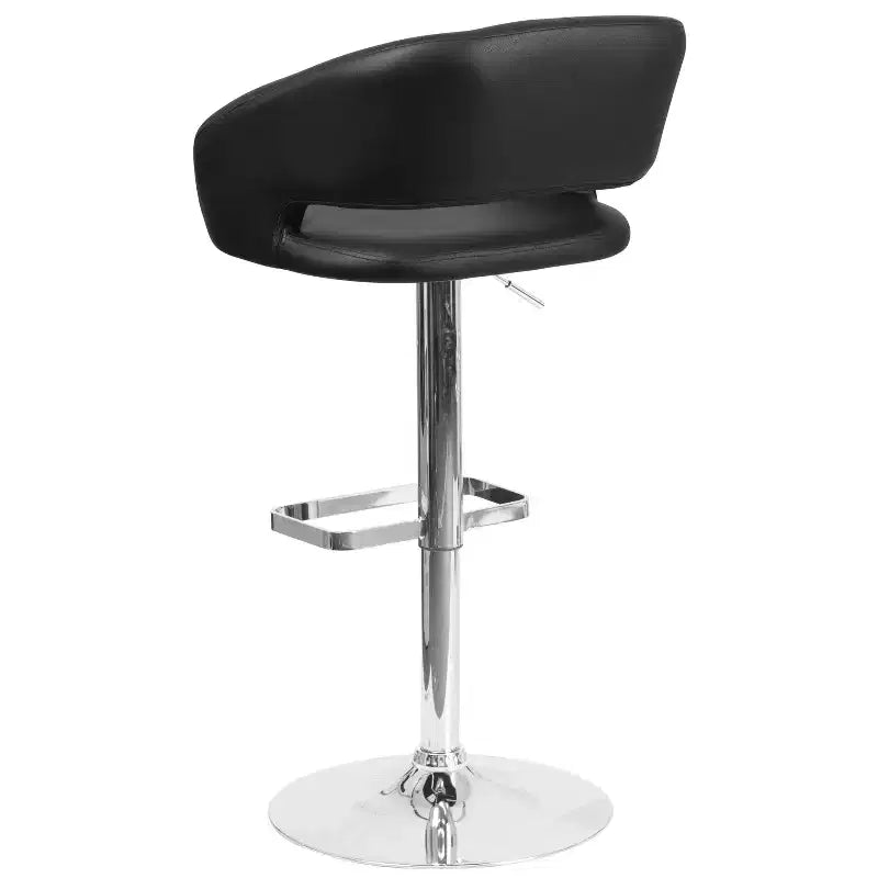 Merrick Lane Modern Bar Stool Rounded Mid-Back Stool With Height Adjustable Swivel Seat