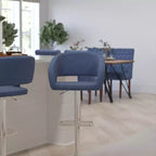 Merrick Lane Modern Bar Stool Rounded Mid-Back Stool With Height Adjustable Swivel Seat