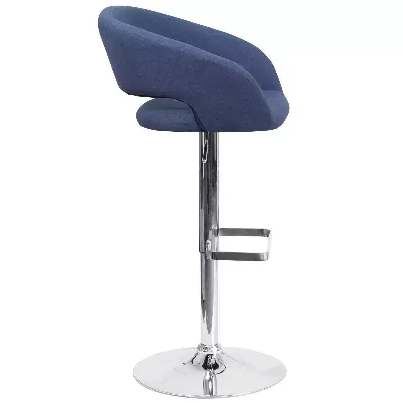 Merrick Lane Modern Bar Stool Rounded Mid-Back Stool With Height Adjustable Swivel Seat