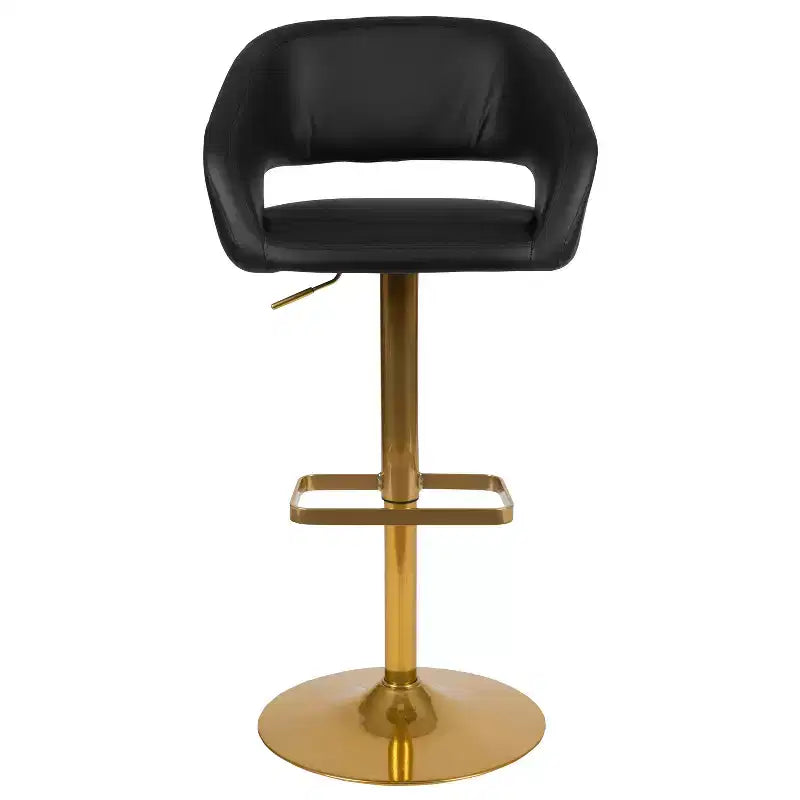 Merrick Lane Modern Bar Stool Rounded Mid-Back Stool With Height Adjustable Swivel Seat