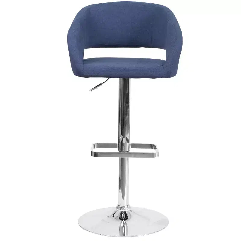 Merrick Lane Modern Bar Stool Rounded Mid-Back Stool With Height Adjustable Swivel Seat