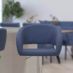 Merrick Lane Modern Bar Stool Rounded Mid-Back Stool With Height Adjustable Swivel Seat