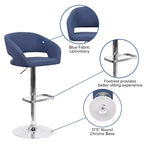 Merrick Lane Modern Bar Stool Rounded Mid-Back Stool With Height Adjustable Swivel Seat