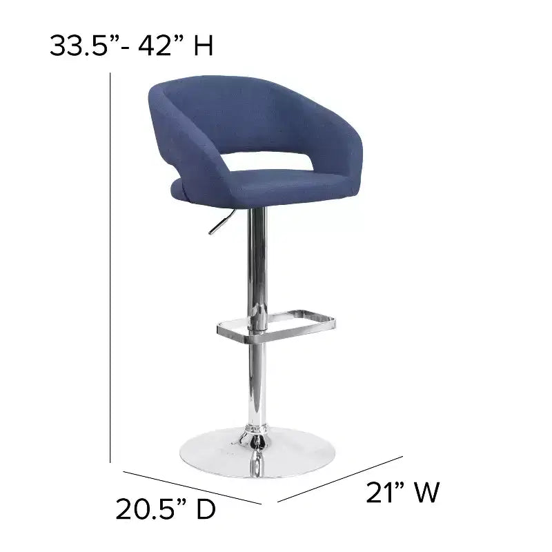 Merrick Lane Modern Bar Stool Rounded Mid-Back Stool With Height Adjustable Swivel Seat