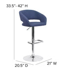Merrick Lane Modern Bar Stool Rounded Mid-Back Stool With Height Adjustable Swivel Seat
