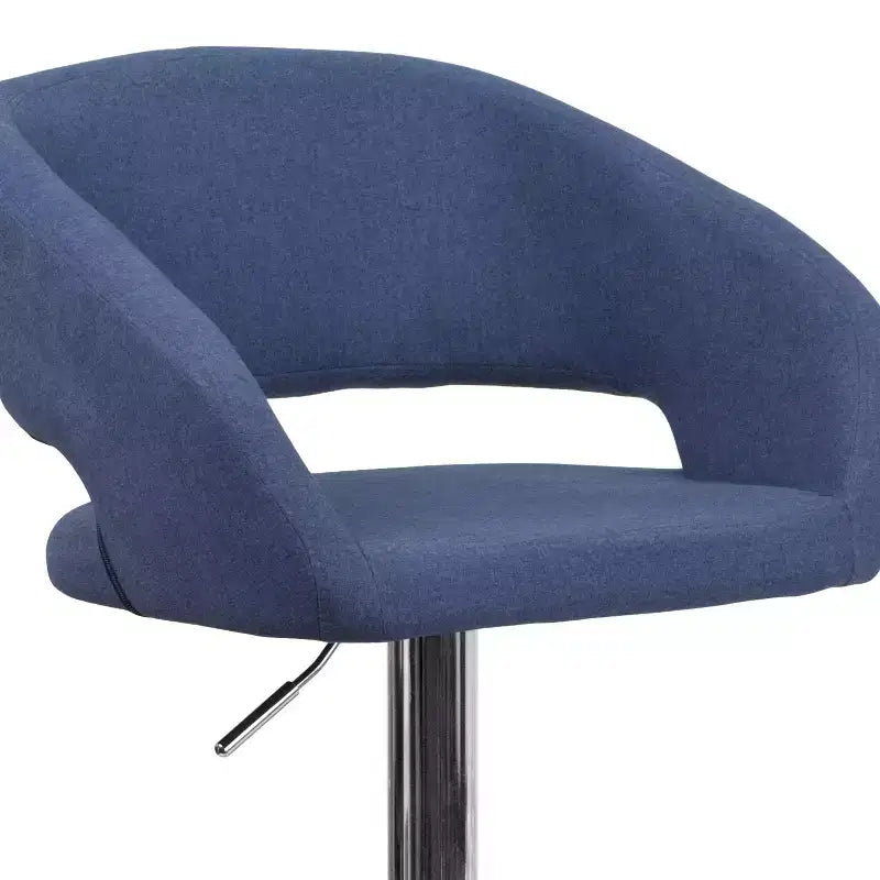 Merrick Lane Modern Bar Stool Rounded Mid-Back Stool With Height Adjustable Swivel Seat