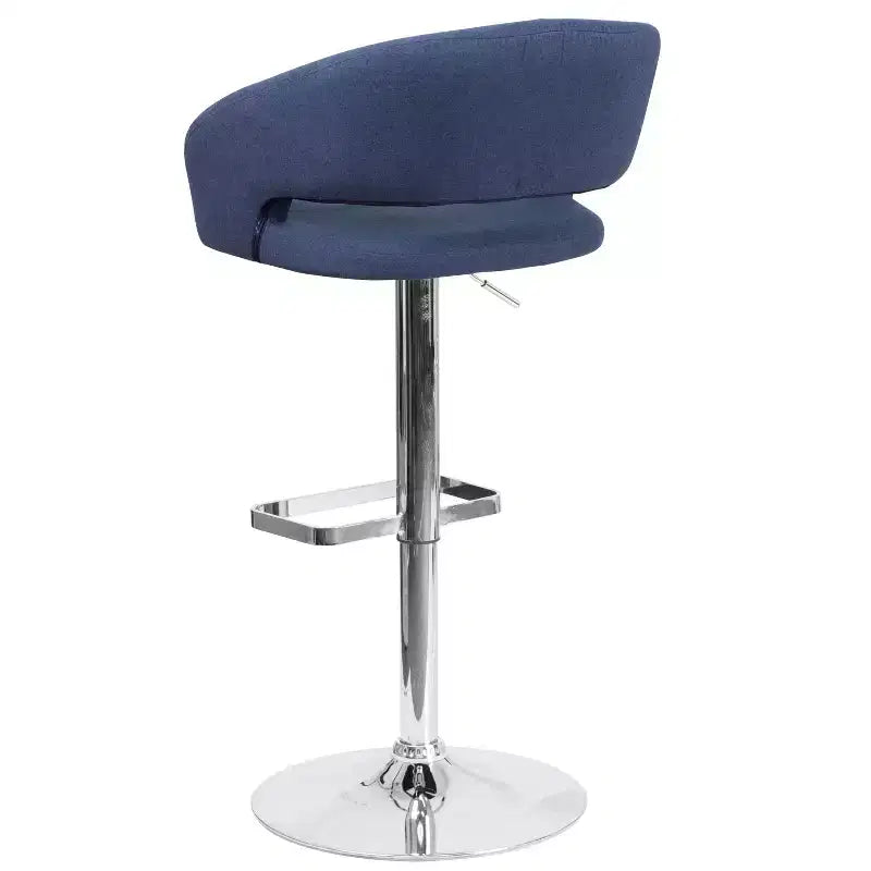 Merrick Lane Modern Bar Stool Rounded Mid-Back Stool With Height Adjustable Swivel Seat