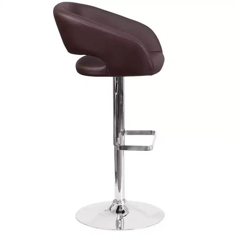 Merrick Lane Modern Bar Stool Rounded Mid-Back Stool With Height Adjustable Swivel Seat