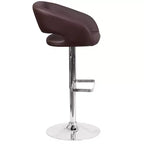 Merrick Lane Modern Bar Stool Rounded Mid-Back Stool With Height Adjustable Swivel Seat