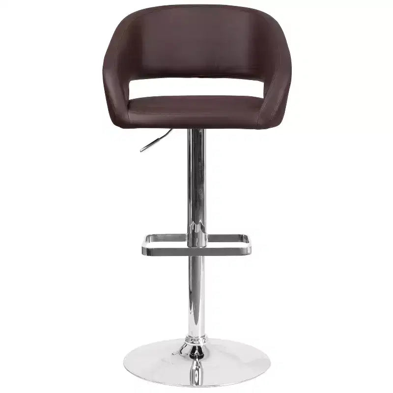Merrick Lane Modern Bar Stool Rounded Mid-Back Stool With Height Adjustable Swivel Seat