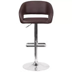 Merrick Lane Modern Bar Stool Rounded Mid-Back Stool With Height Adjustable Swivel Seat