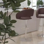 Merrick Lane Modern Bar Stool Rounded Mid-Back Stool With Height Adjustable Swivel Seat