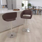 Merrick Lane Modern Bar Stool Rounded Mid-Back Stool With Height Adjustable Swivel Seat
