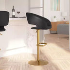 Merrick Lane Modern Bar Stool Rounded Mid-Back Stool With Height Adjustable Swivel Seat
