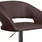 Merrick Lane Modern Bar Stool Rounded Mid-Back Stool With Height Adjustable Swivel Seat