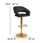 Merrick Lane Modern Bar Stool Rounded Mid-Back Stool With Height Adjustable Swivel Seat