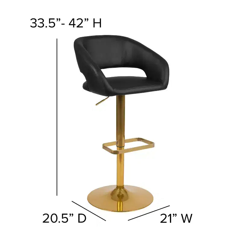 Merrick Lane Modern Bar Stool Rounded Mid-Back Stool With Height Adjustable Swivel Seat