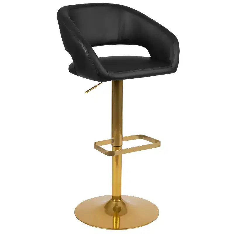 Merrick Lane Modern Bar Stool Rounded Mid-Back Stool With Height Adjustable Swivel Seat