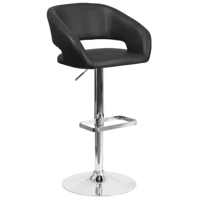 Merrick Lane Modern Bar Stool Rounded Mid-Back Stool With Height Adjustable Swivel Seat