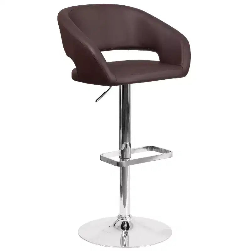 Merrick Lane Modern Bar Stool Rounded Mid-Back Stool With Height Adjustable Swivel Seat