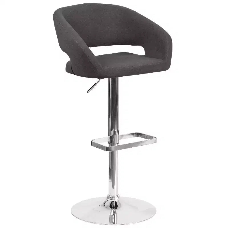 Merrick Lane Modern Bar Stool Rounded Mid-Back Stool With Height Adjustable Swivel Seat