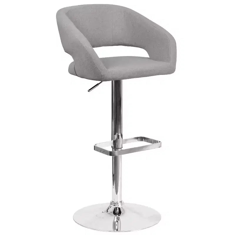 Merrick Lane Modern Bar Stool Rounded Mid-Back Stool With Height Adjustable Swivel Seat
